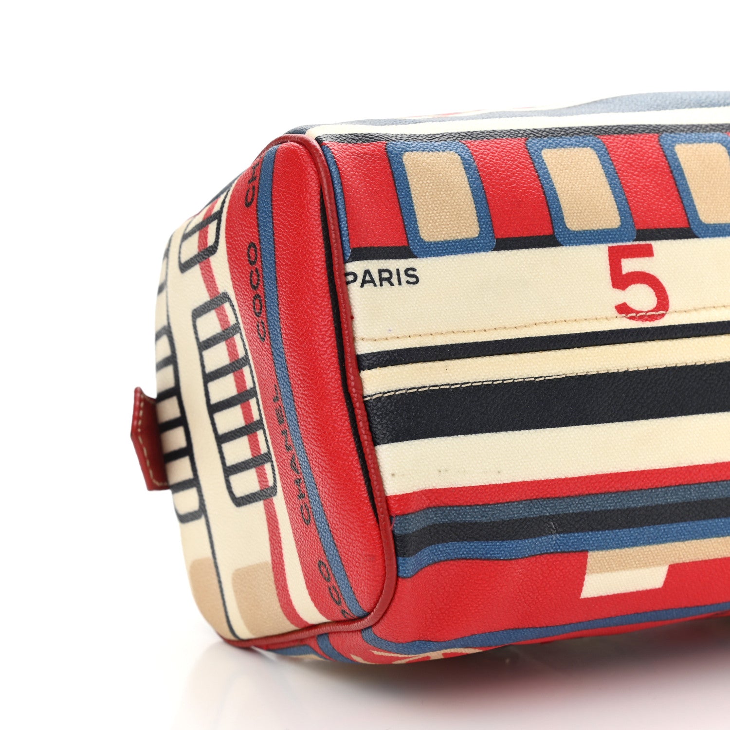 Chanel Coated Canvas Le Train Boston Bag Red 12 of 17