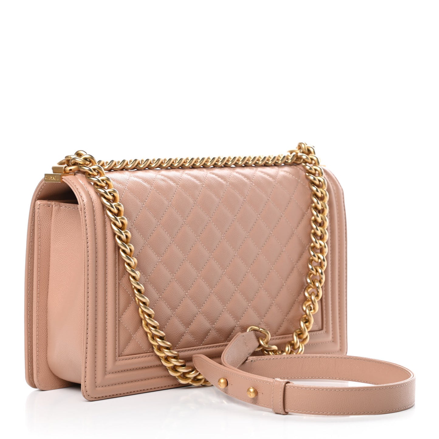 Caviar Quilted New Medium Boy Flap Beige