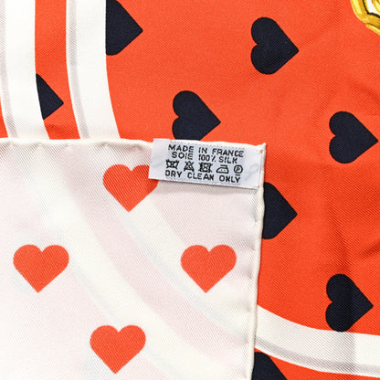 Hermes Silk Brides De Gala Love Scarf 90 Orange Marine White 4 of 4