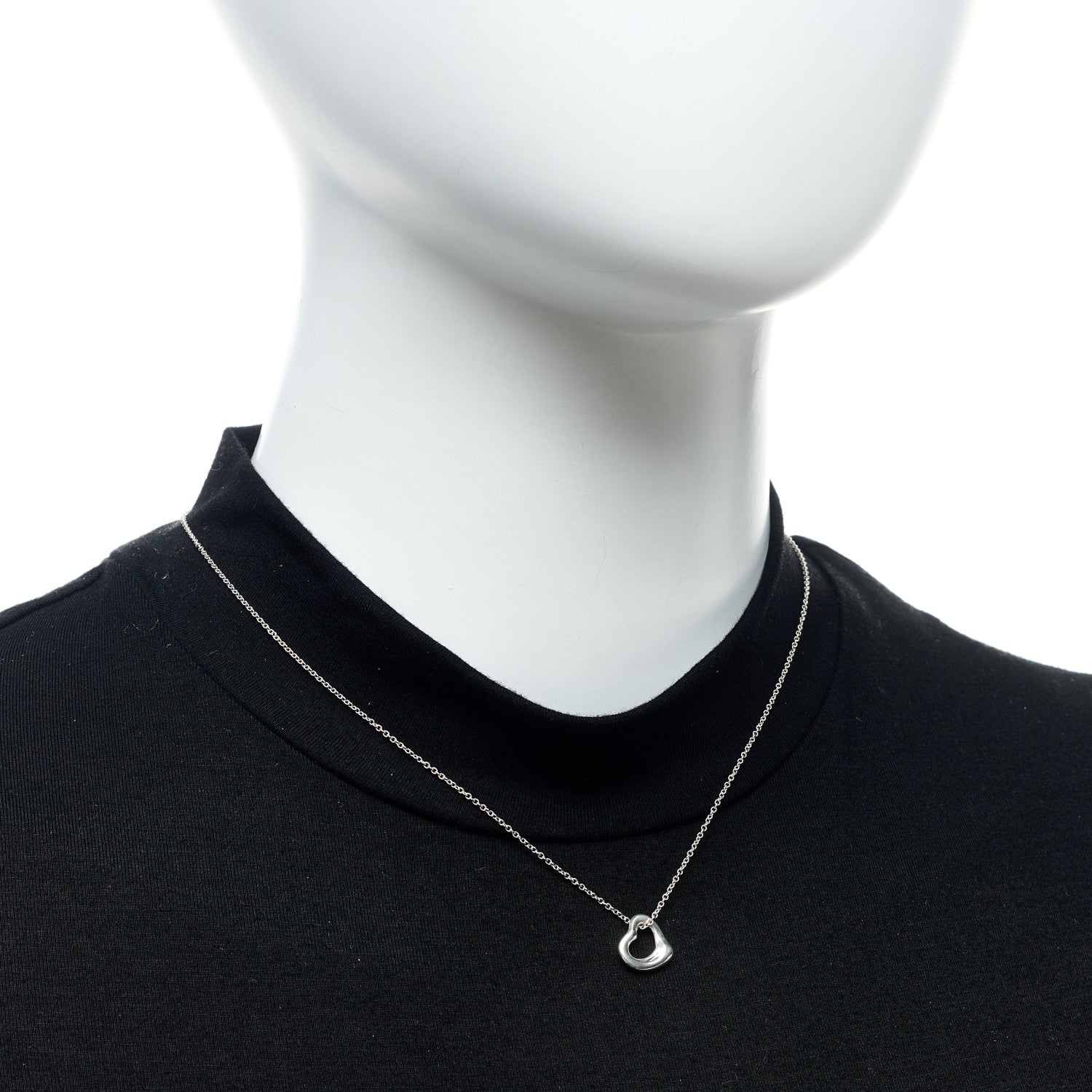 Tiffany Sterling Silver Elsa Peretti 11mm Open Heart Pendant Necklace 2 of 6