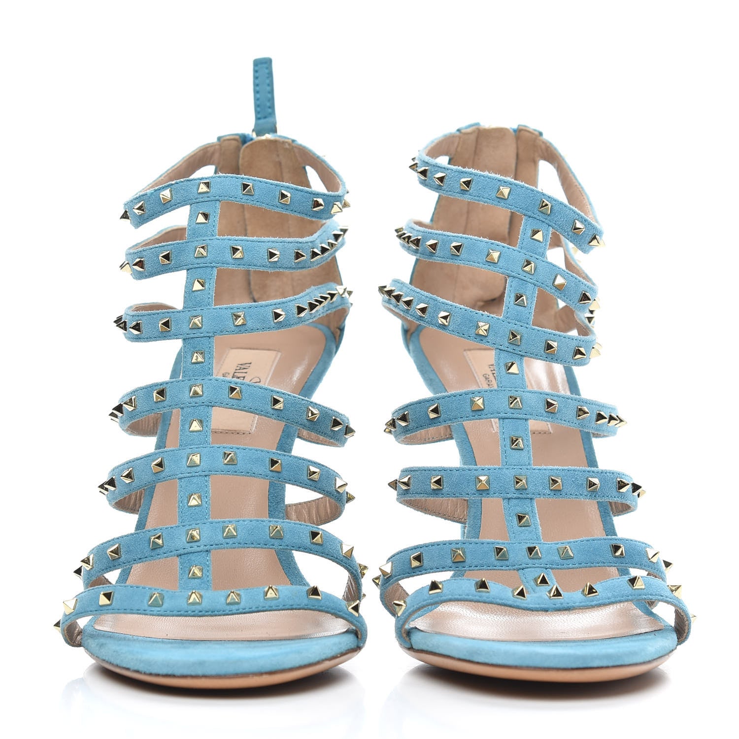 Valentino Garavani Suede Lovestud Caged 90mm Sandals 39 Cerulean 2 of 7