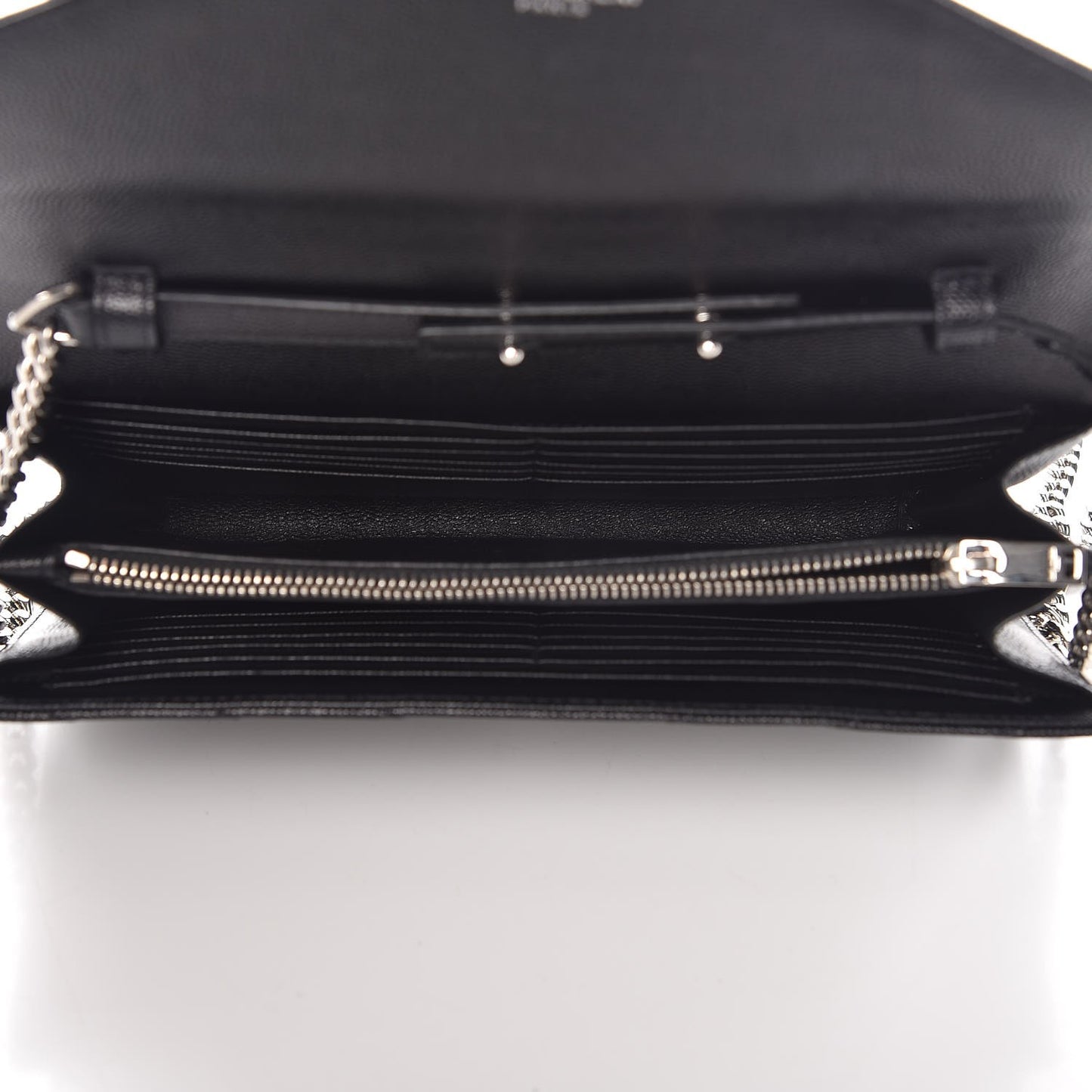 Grain De Poudre Matelasse Chevron Monogram Chain Wallet Black