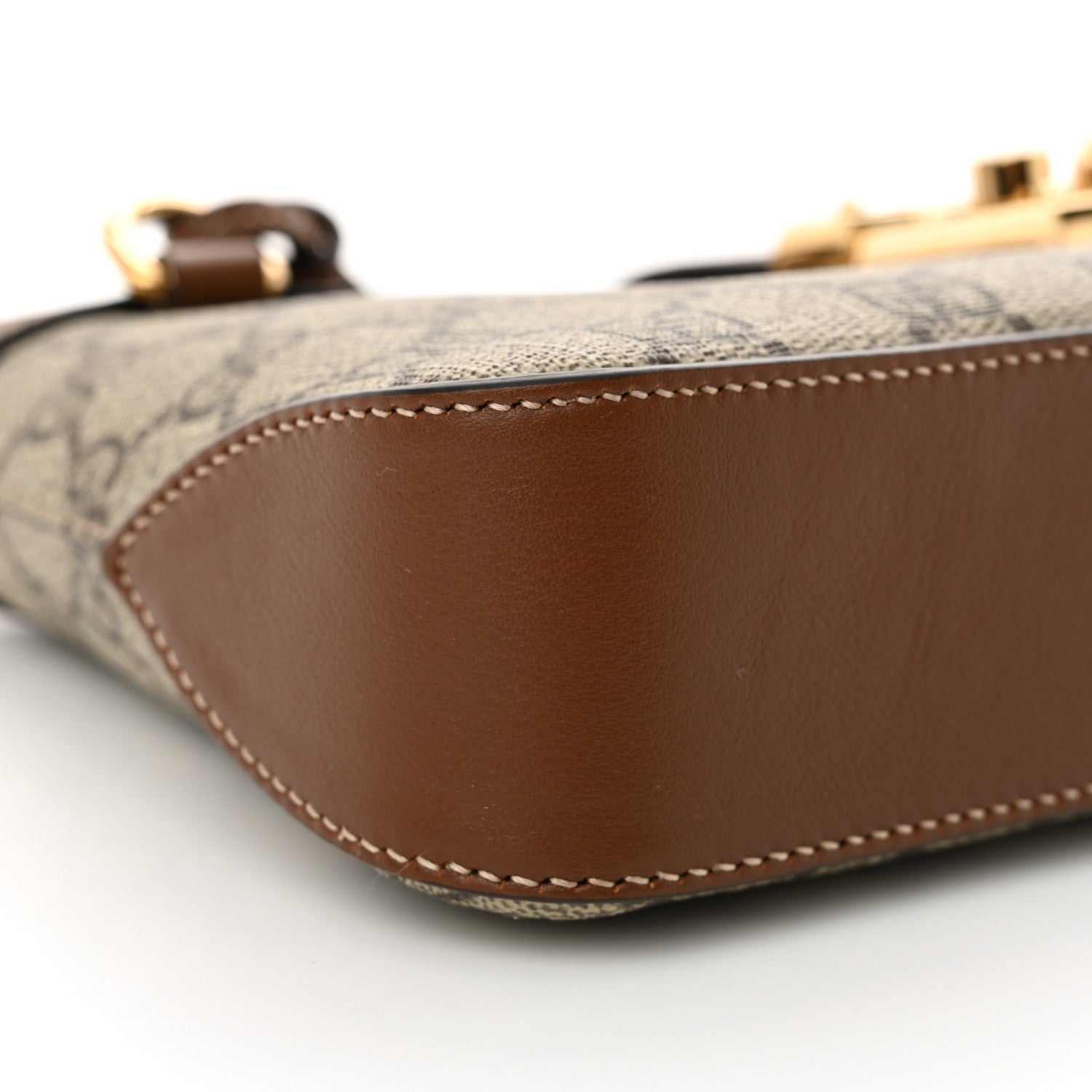Gucci GG Supreme Monogram Calfskin Small Padlock Chain Shoulder Bag Beige Ebony Brown Sugar 9 of 11