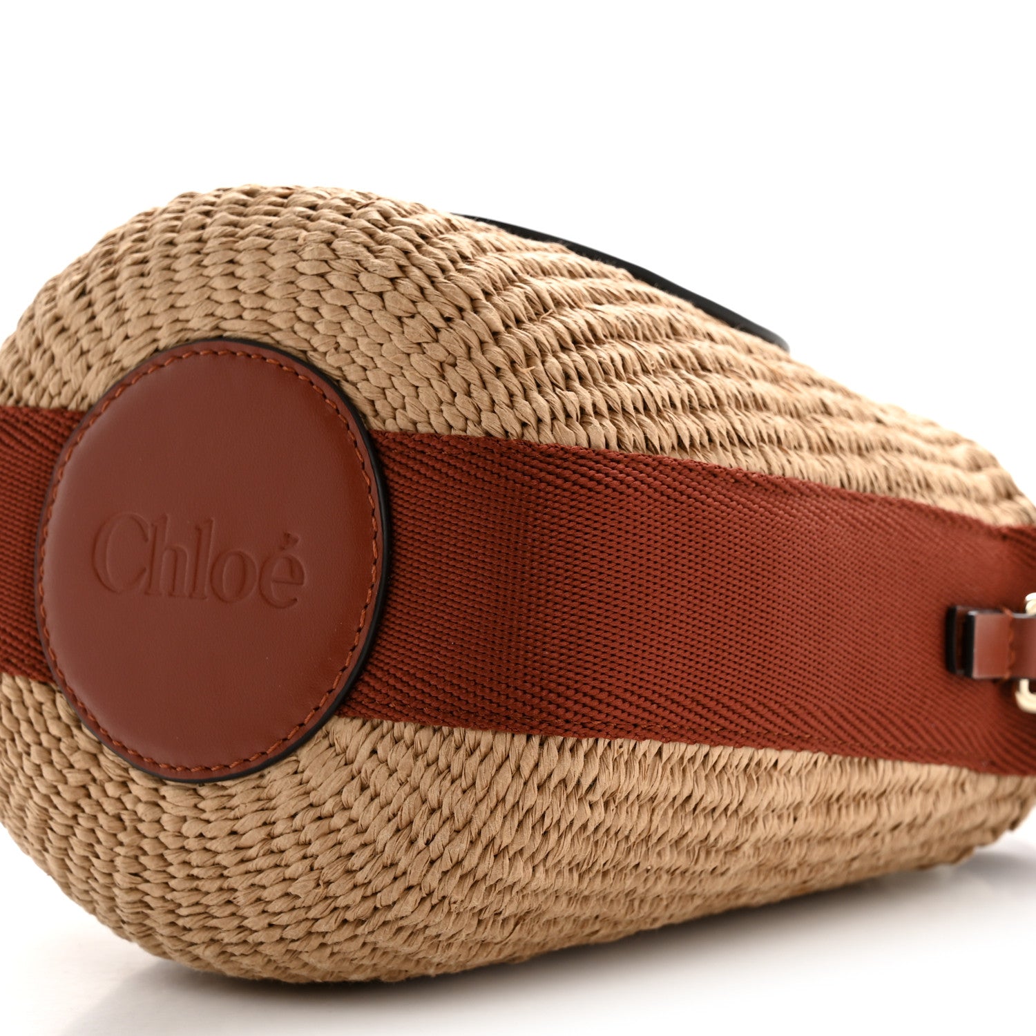 Chloe X MIFUKO Paper Raffia Calfskin Small Horse Medal Bucket Bag Sepia Brown 11 of 11