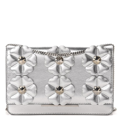 Fendi Vitello Catalan Mirror Flowerland Tube Wallet On Chain Argento 1 of 11