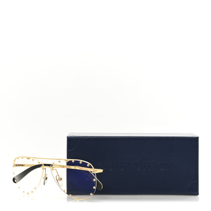 Louis Vuitton Metal The Party Aviator Anti Blue Sunglasses Z0997W Gold 10 of 10