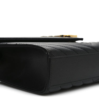 Saint Laurent Grain De Poudre Matelasse Chevron Medium Monogram Satchel Black 8 of 10