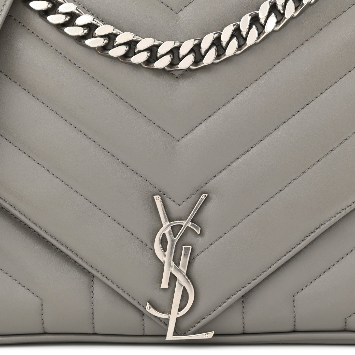 Calfskin Y Quilted Monogram Loulou Shoulder Bag Pearl Grey
