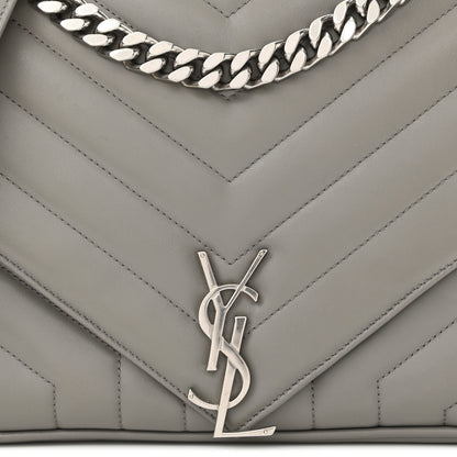 Saint Laurent Calfskin Y Quilted Monogram Loulou Shoulder Bag Pearl Grey 8 of 18