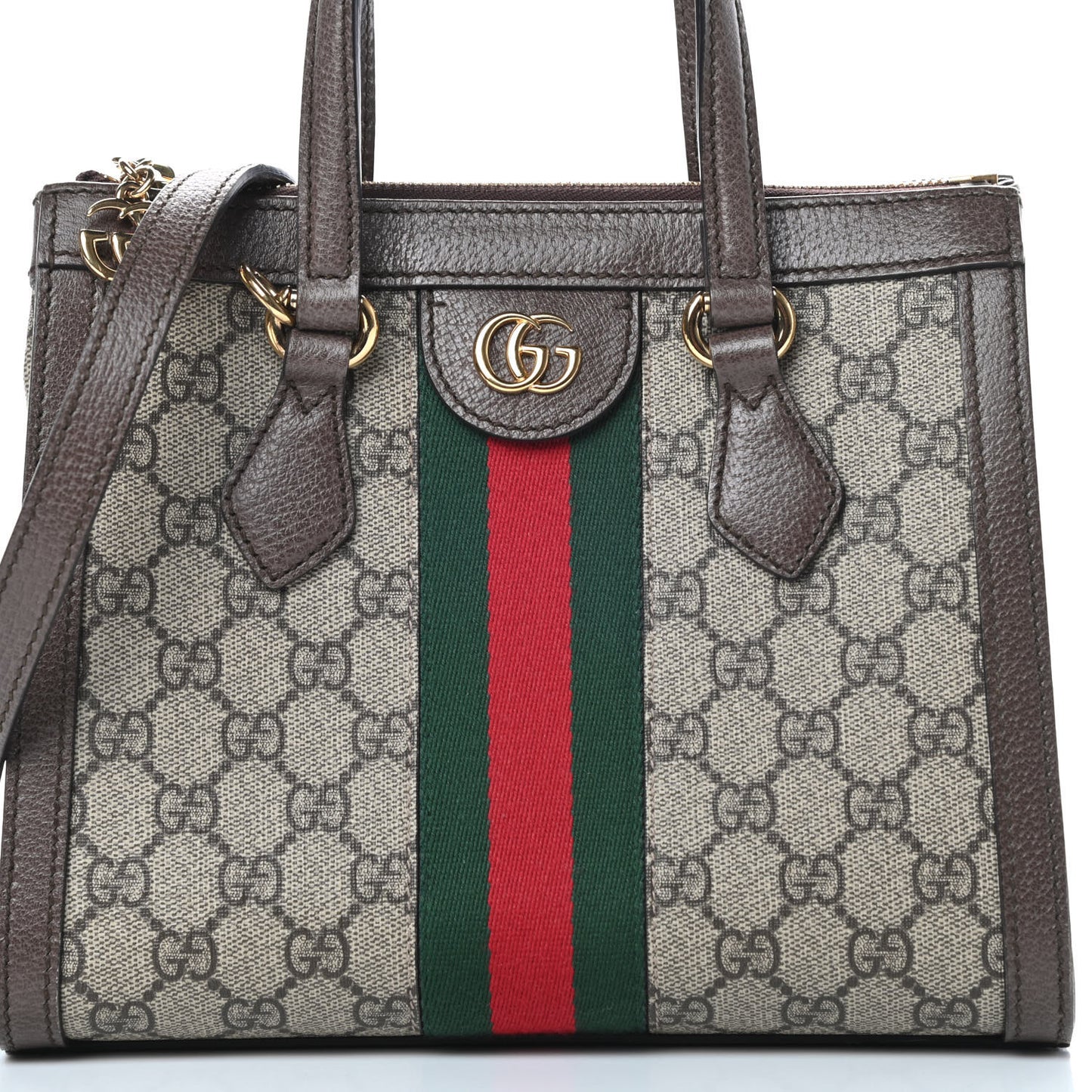 GG Supreme Monogram Small Ophidia Tote Bag Brown