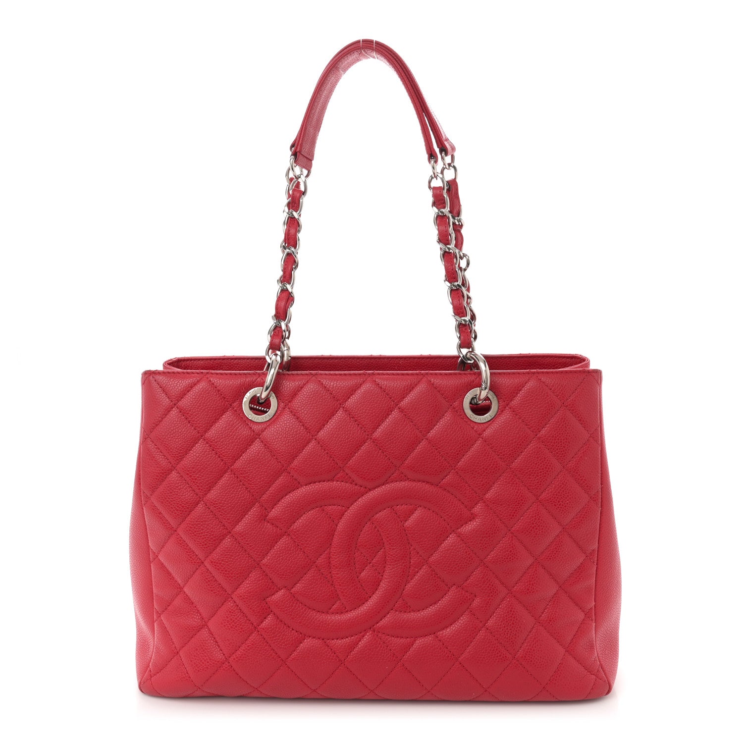 Chanel Caviar Quilted Grand Shopping Tote GST Red 1 of 17