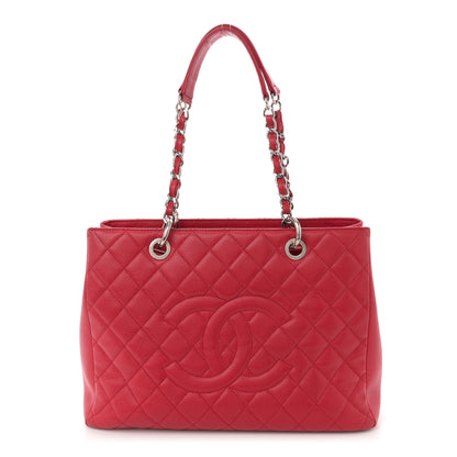 Chanel Caviar Quilted Grand Shopping Tote GST Red 1 of 17
