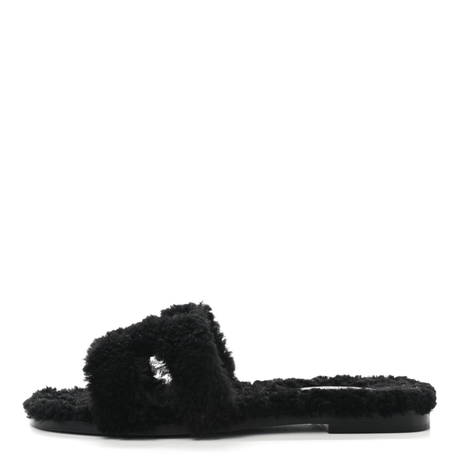 Hermes Woolskin Oran Sandals 36 Black 1 of 8