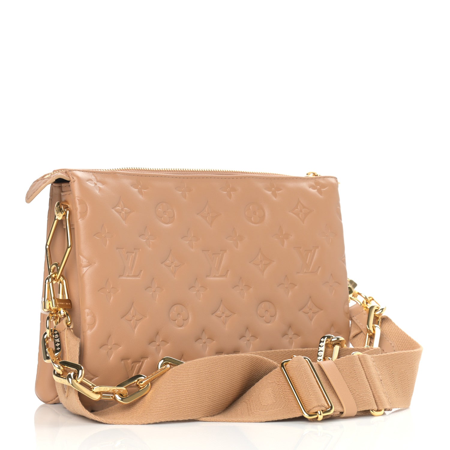 Louis Vuitton Lambskin Embossed Monogram Coussin PM Camel 3 of 8