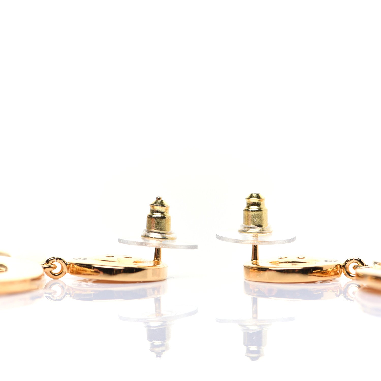 Chanel Metal Large Paris Button Earrings Gold 7 of 10