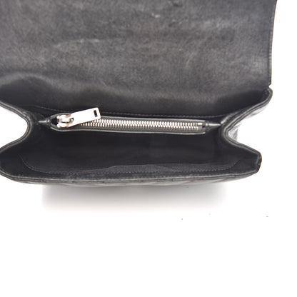Saint Laurent Sheepskin Matelasse Chevron Monogram Medium College Bag Black 5 of 11