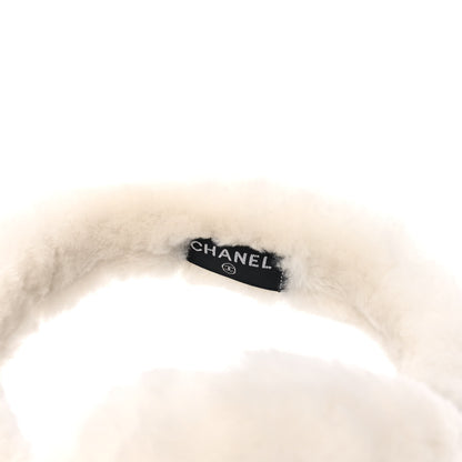 Chanel Shearling CC Ear Muffs White Black 3 of 3