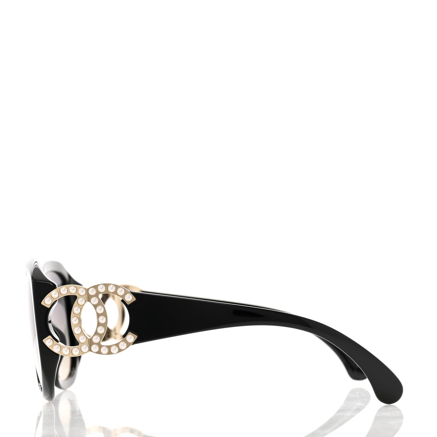 Acetate Pearl CC Square Sunglasses 71501-A Black