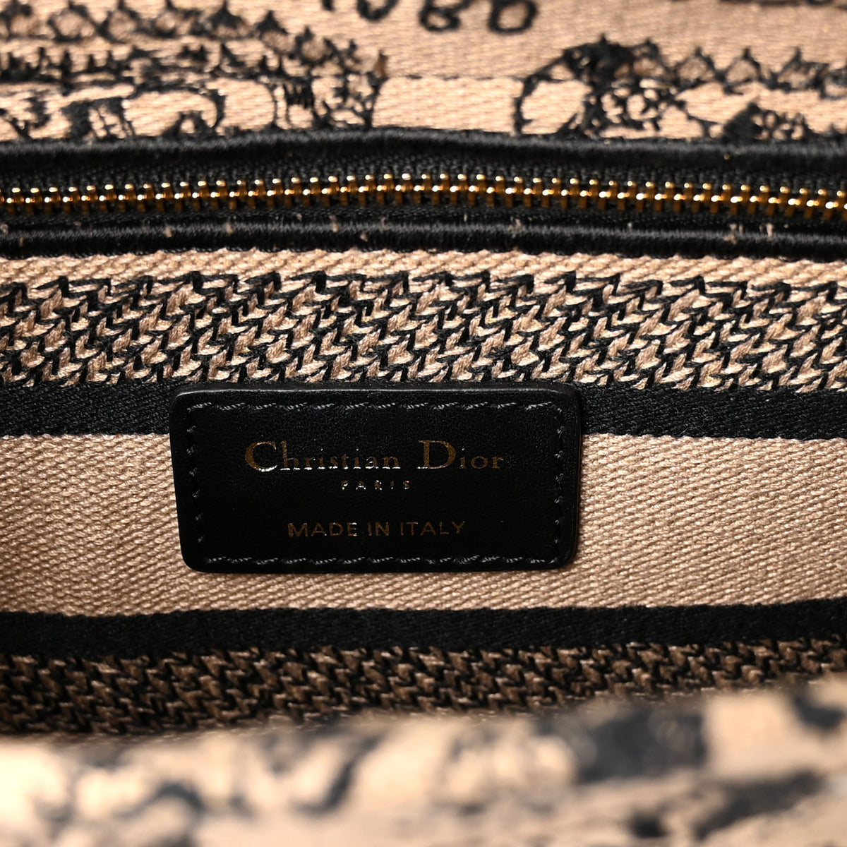 Christian Dior Canvas Embroidered Medium Plan de Paris Lady D-Lite Beige Black 5 of 9