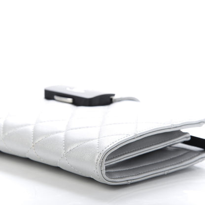 Chanel Metallic Sheepskin Quilted Beauty Lock Clutch Silver 7 of 12