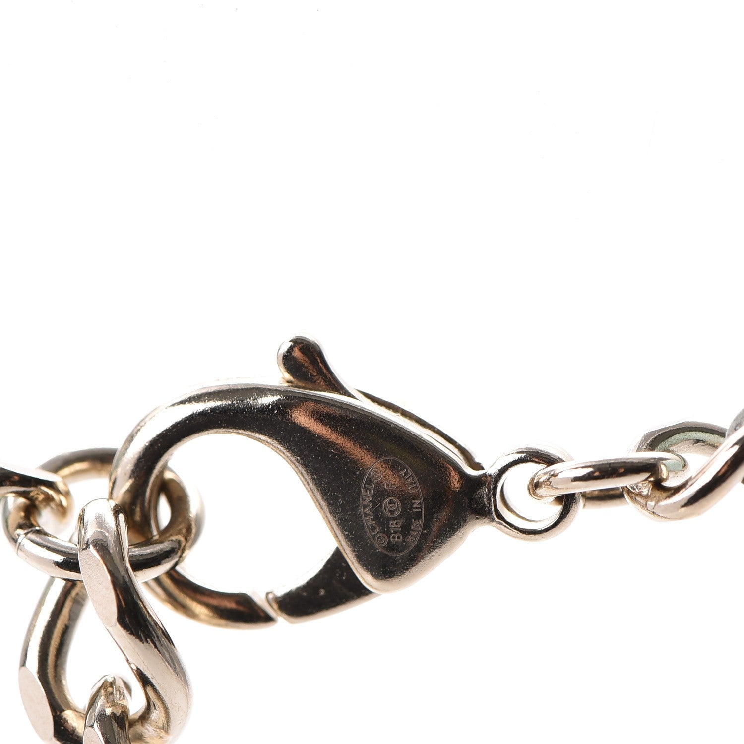 Chanel Calfskin Metal Padlock Necklace Gold Iridescent Blue 5 of 7
