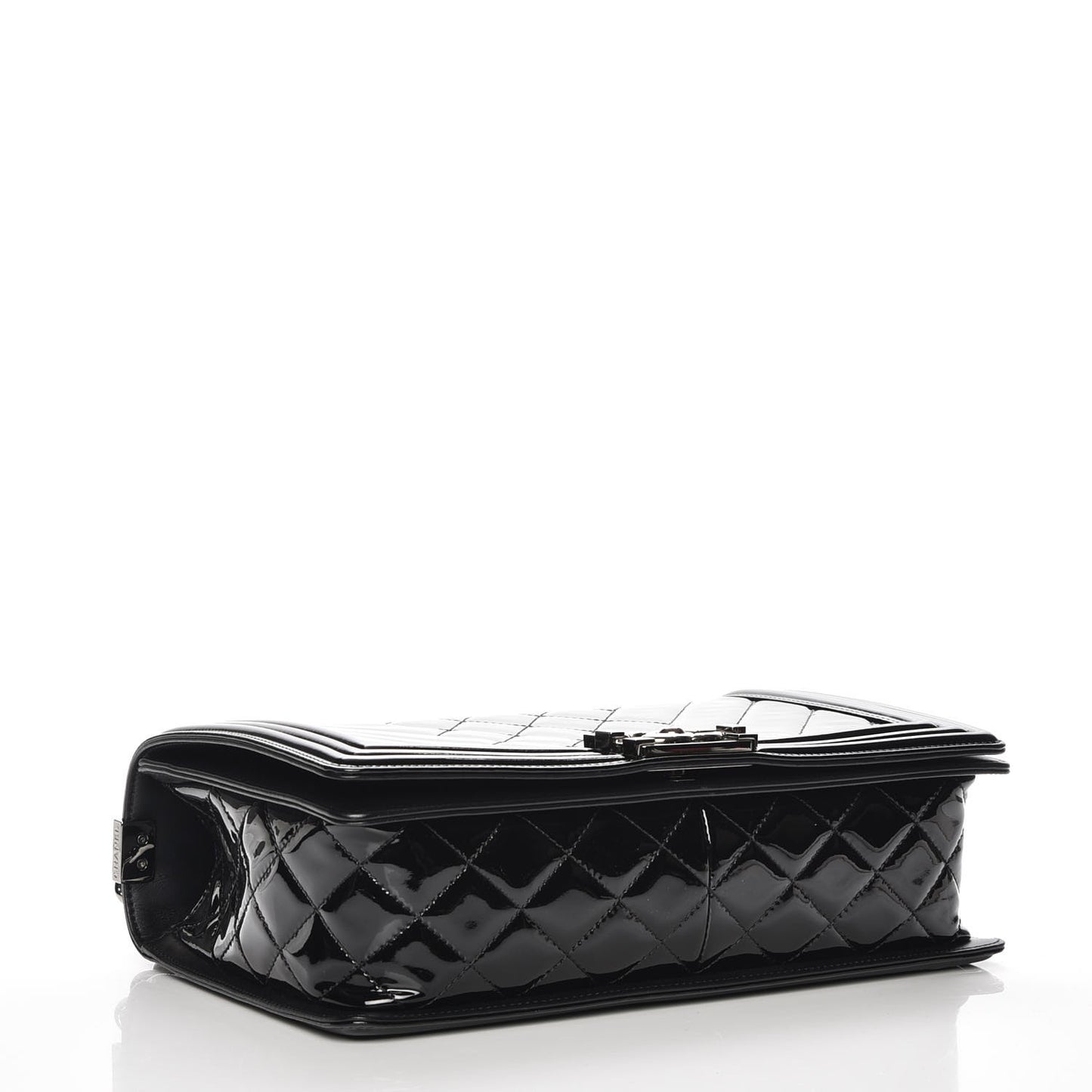 Patent Chevron Quilted New Medium Boy Flap Black