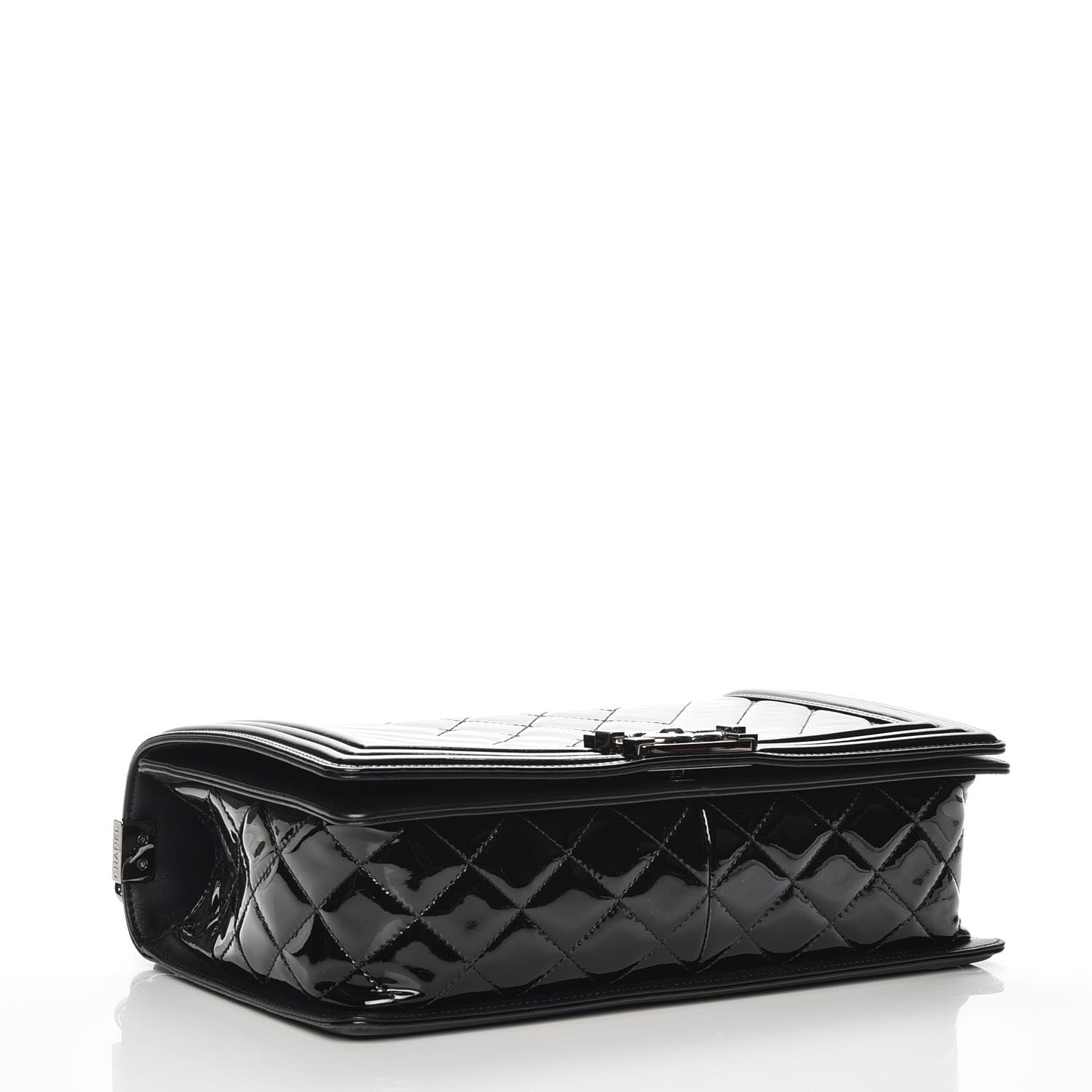 Chanel Patent Chevron Quilted New Medium Boy Flap Black 4 of 7