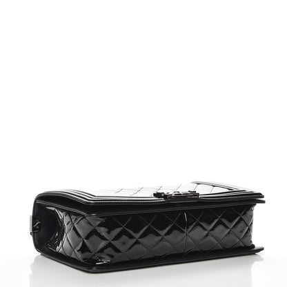Chanel Patent Chevron Quilted New Medium Boy Flap Black 4 of 7