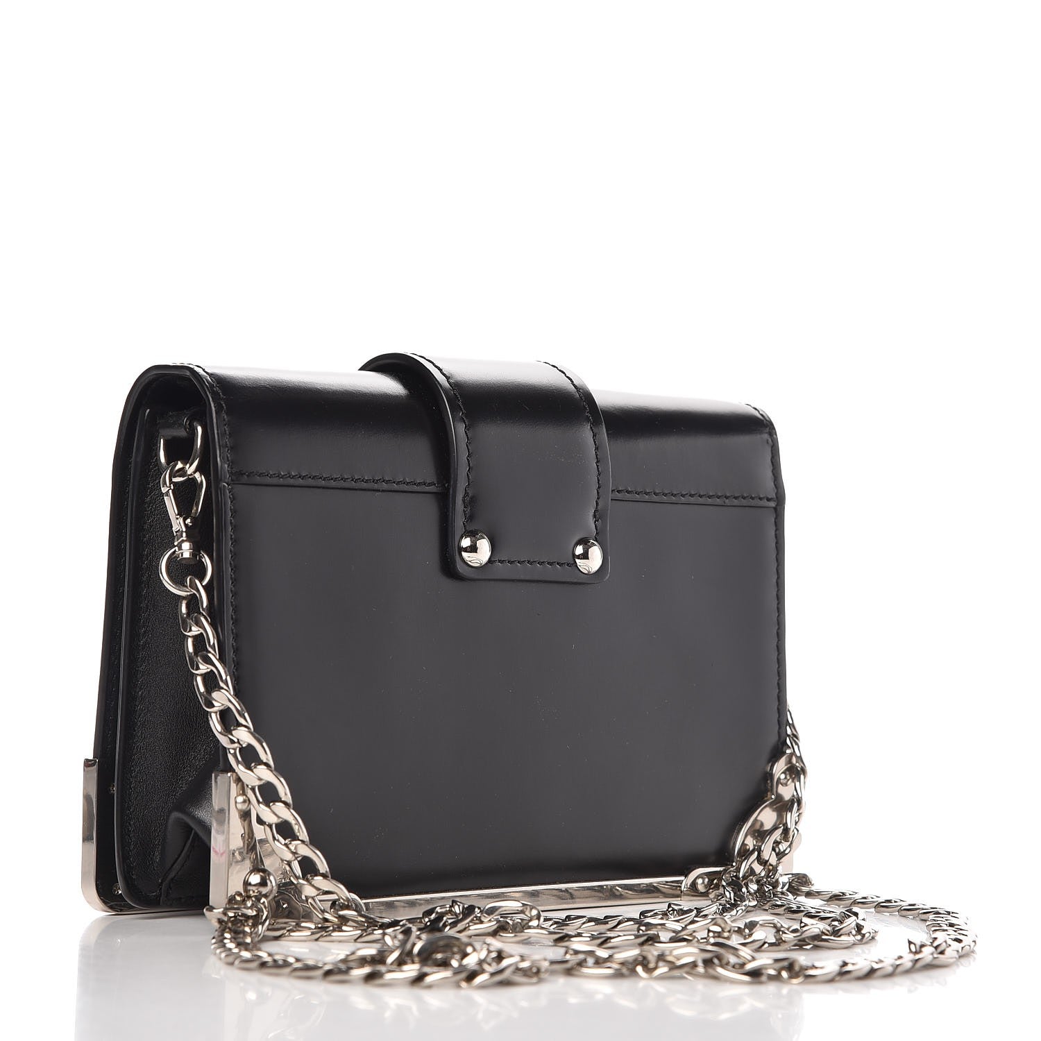 Prada City Calfskin Cahier Chain Wristlet Clutch Black 4 of 9