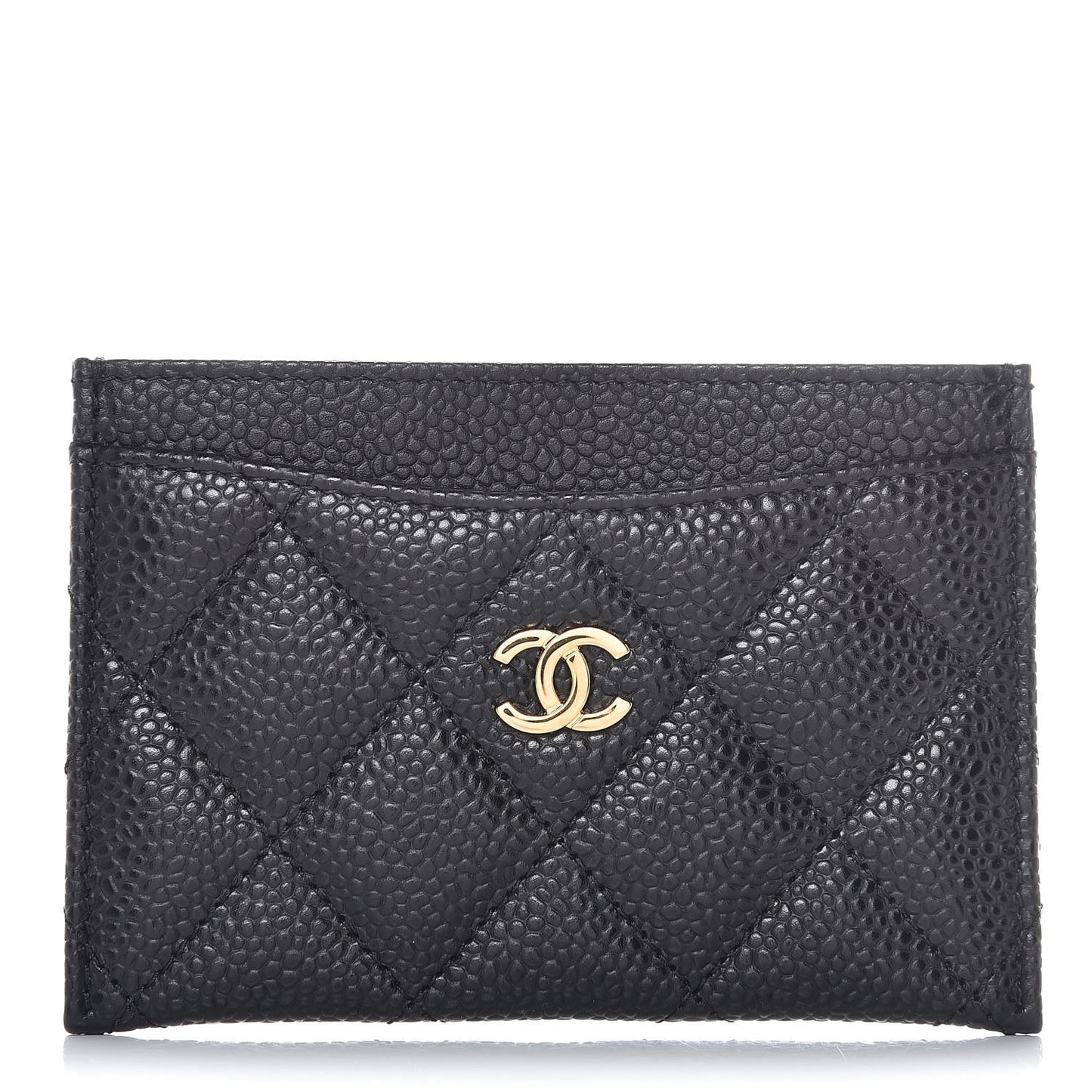 Caviar Quilted Card Holder Black