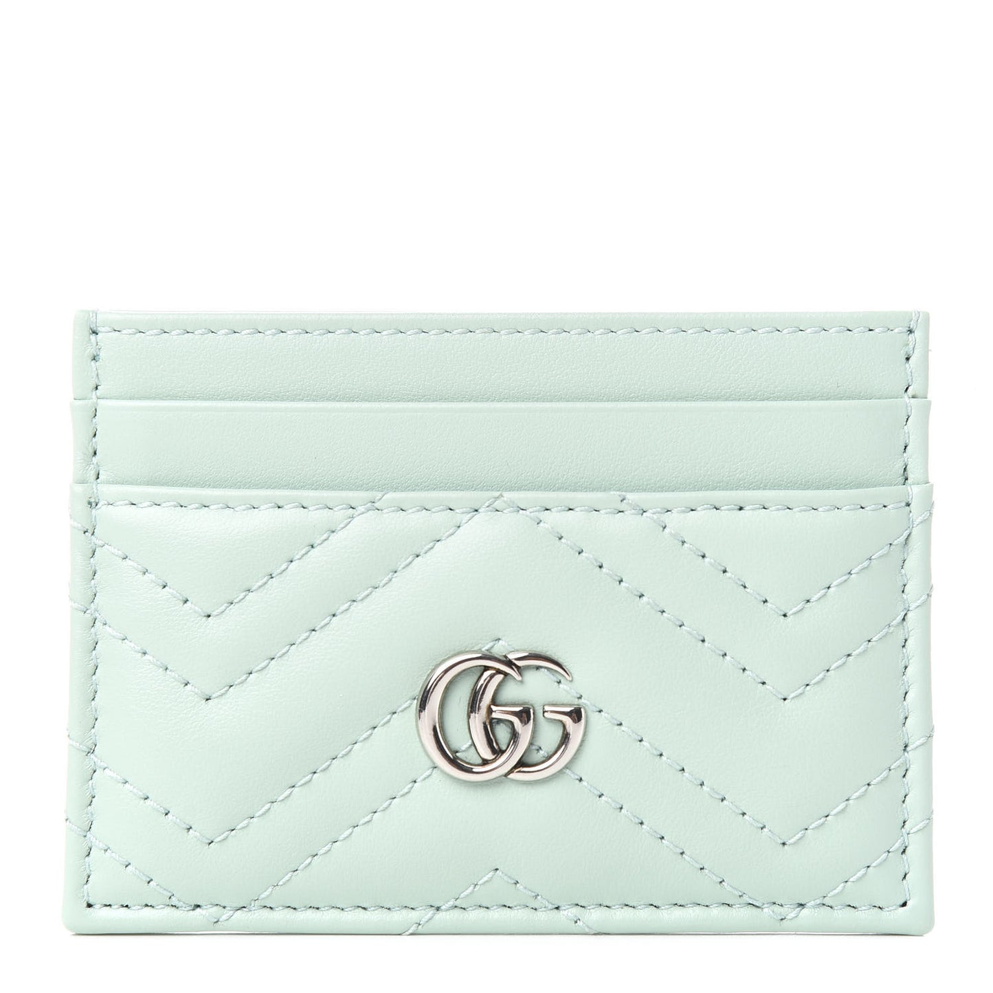 Calfskin Matelasse GG Marmont Card Holder Water Green