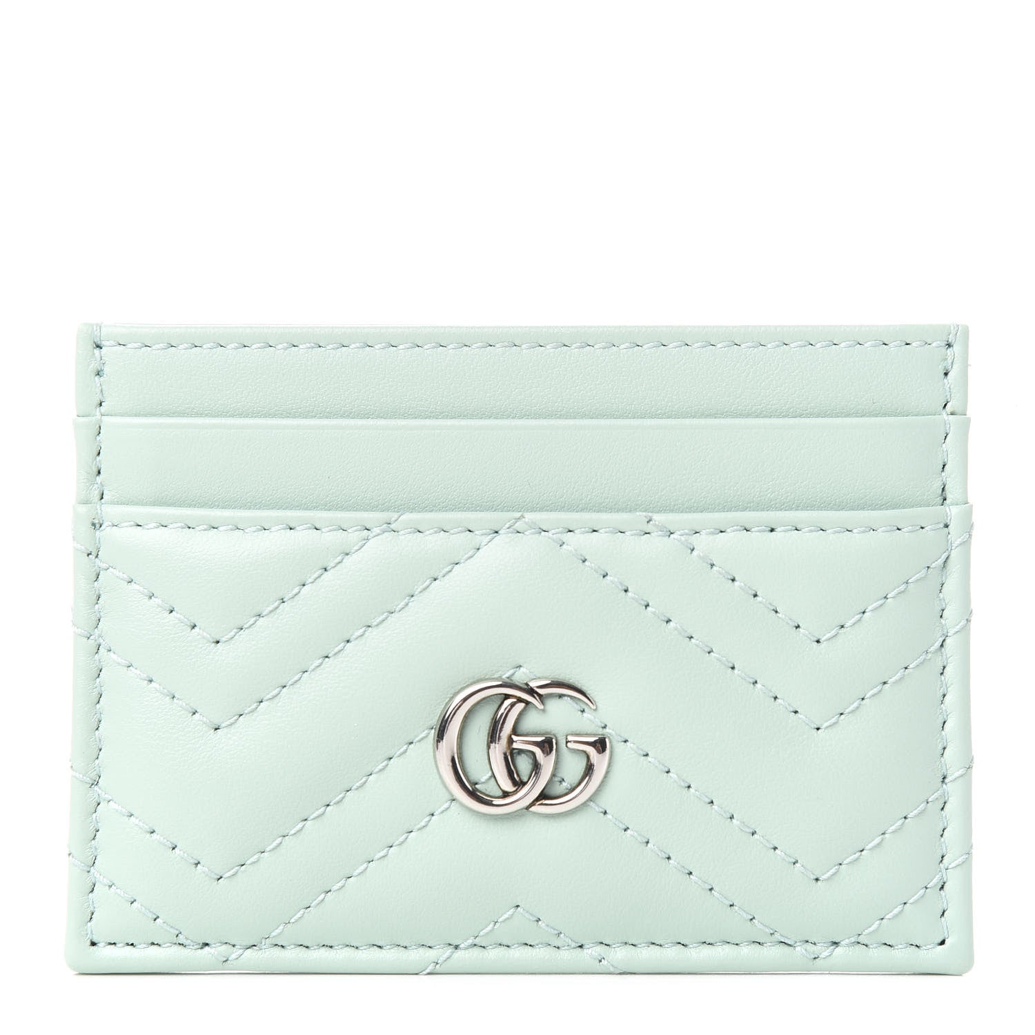 Gucci Calfskin Matelasse GG Marmont Card Holder Water Green 1 of 6