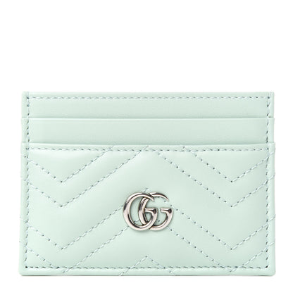 Gucci Calfskin Matelasse GG Marmont Card Holder Water Green 1 of 6