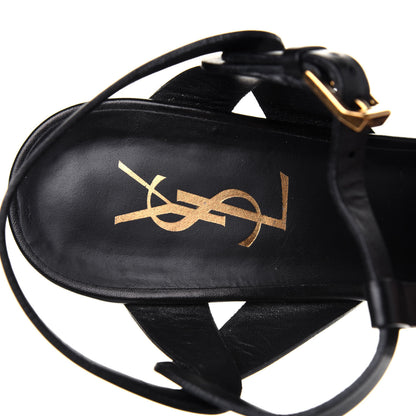 Saint Laurent Calfskin Tribute 105 Platform Sandals 38 Black 7 of 13