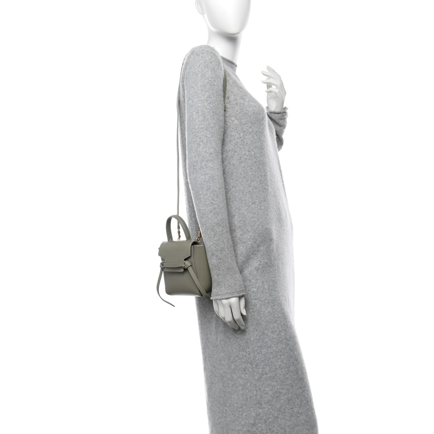 Grained Calfskin Pico Belt Bag Green Clay
