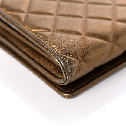 Chanel Metallic Lambskin Quilted Large Diamond CC Flap Wallet Dark Bronze 11 of 15