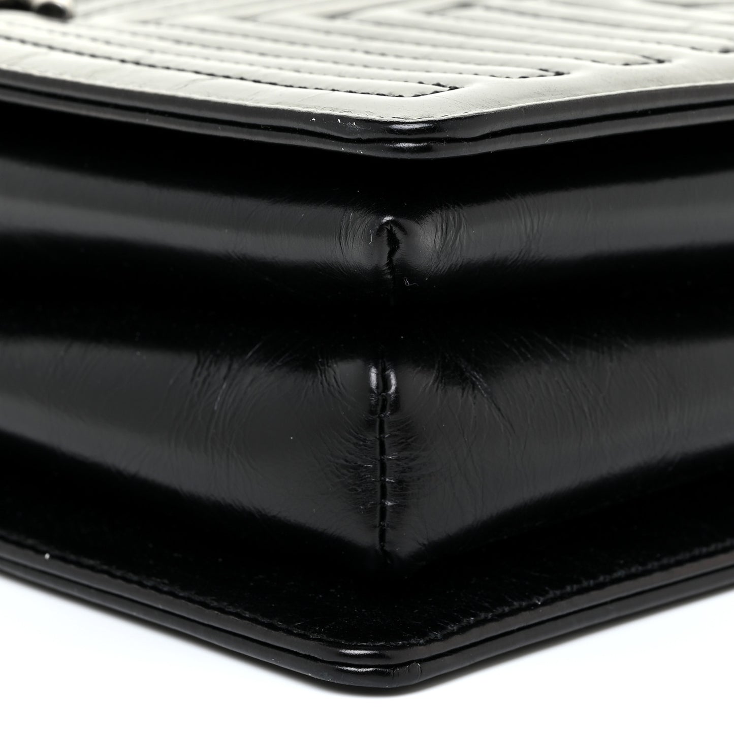Glazed Calfskin Quilted Medium Korean Garden Flap Black