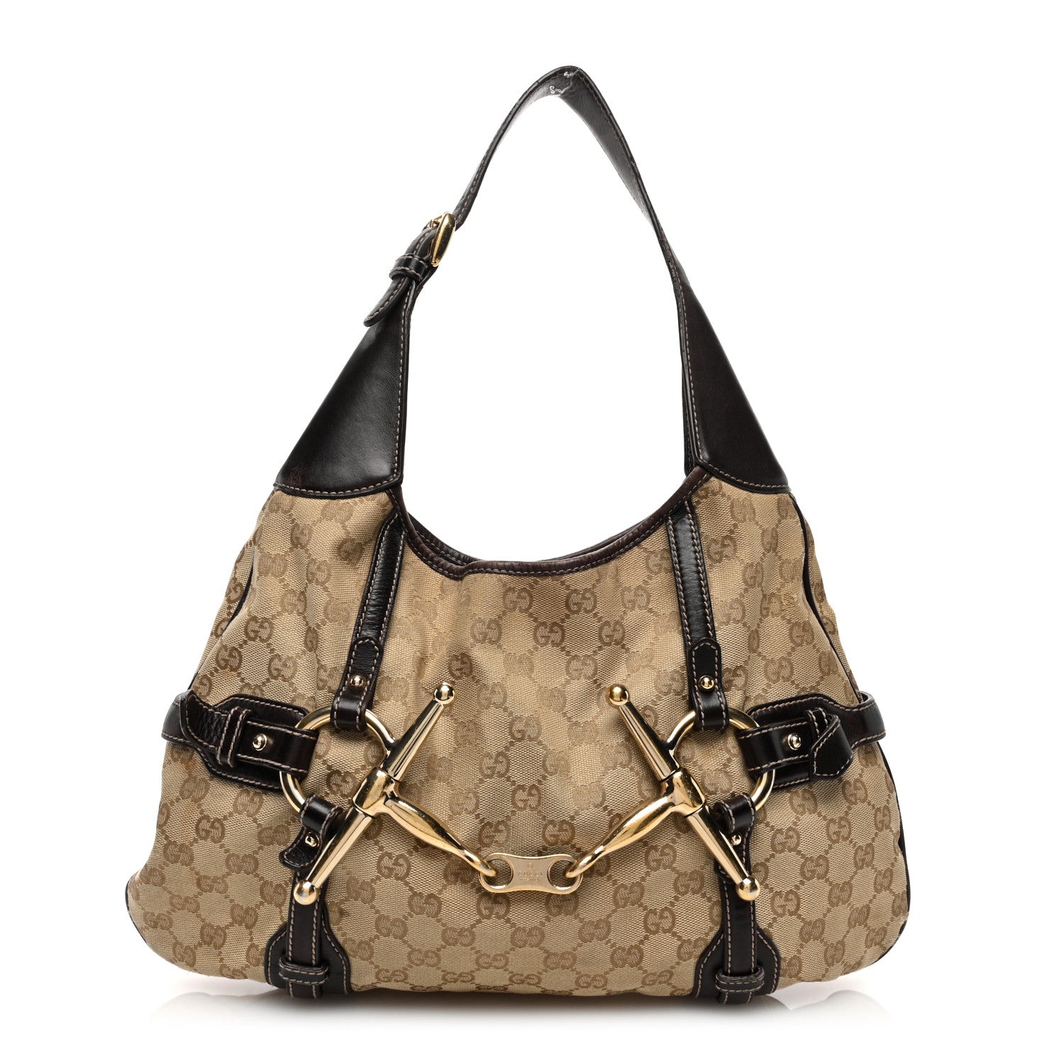Gucci Monogram Large Horsebit 85th Anniversary Hobo Dark Brown 1 of 15