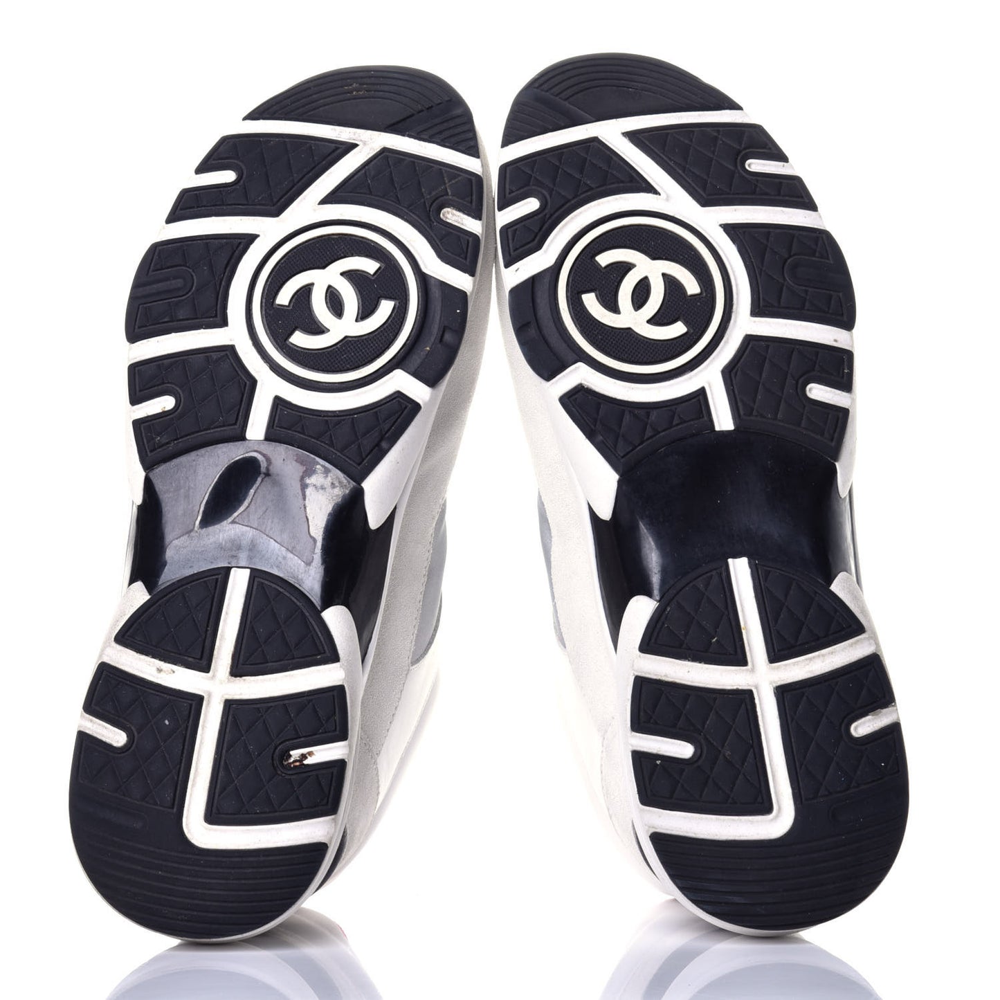 Calfskin Fabric Sneakers 40.5 White Silver Fluo Pink