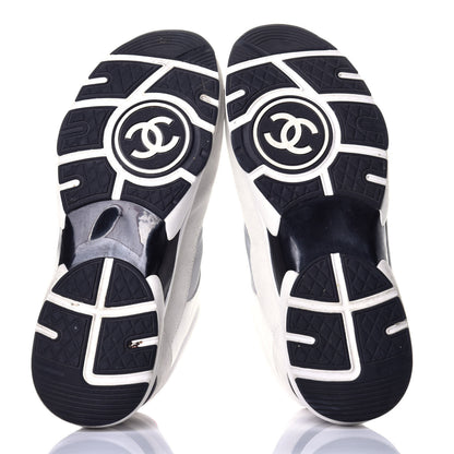 Chanel Calfskin Fabric Sneakers 40.5 White Silver Fluo Pink 5 of 9