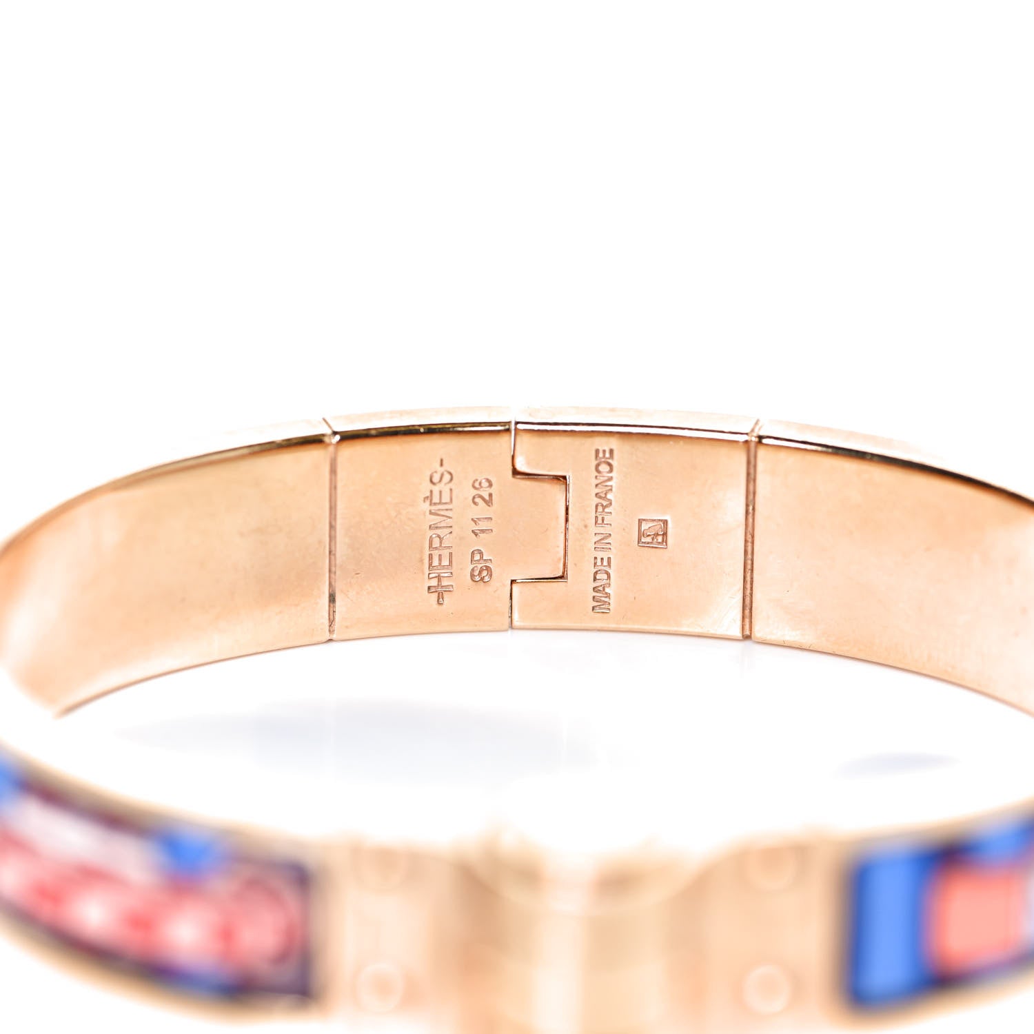 Hermes Enamel Printed Narrow Colliers De Chiens Hinged Bracelet S 3 of 5