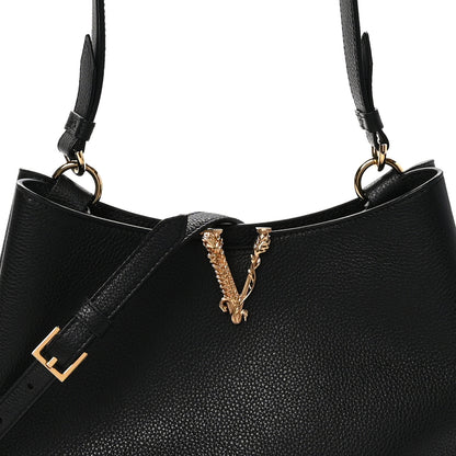 Versace Calfskin Vitello Virtus Hobo Black 7 of 9