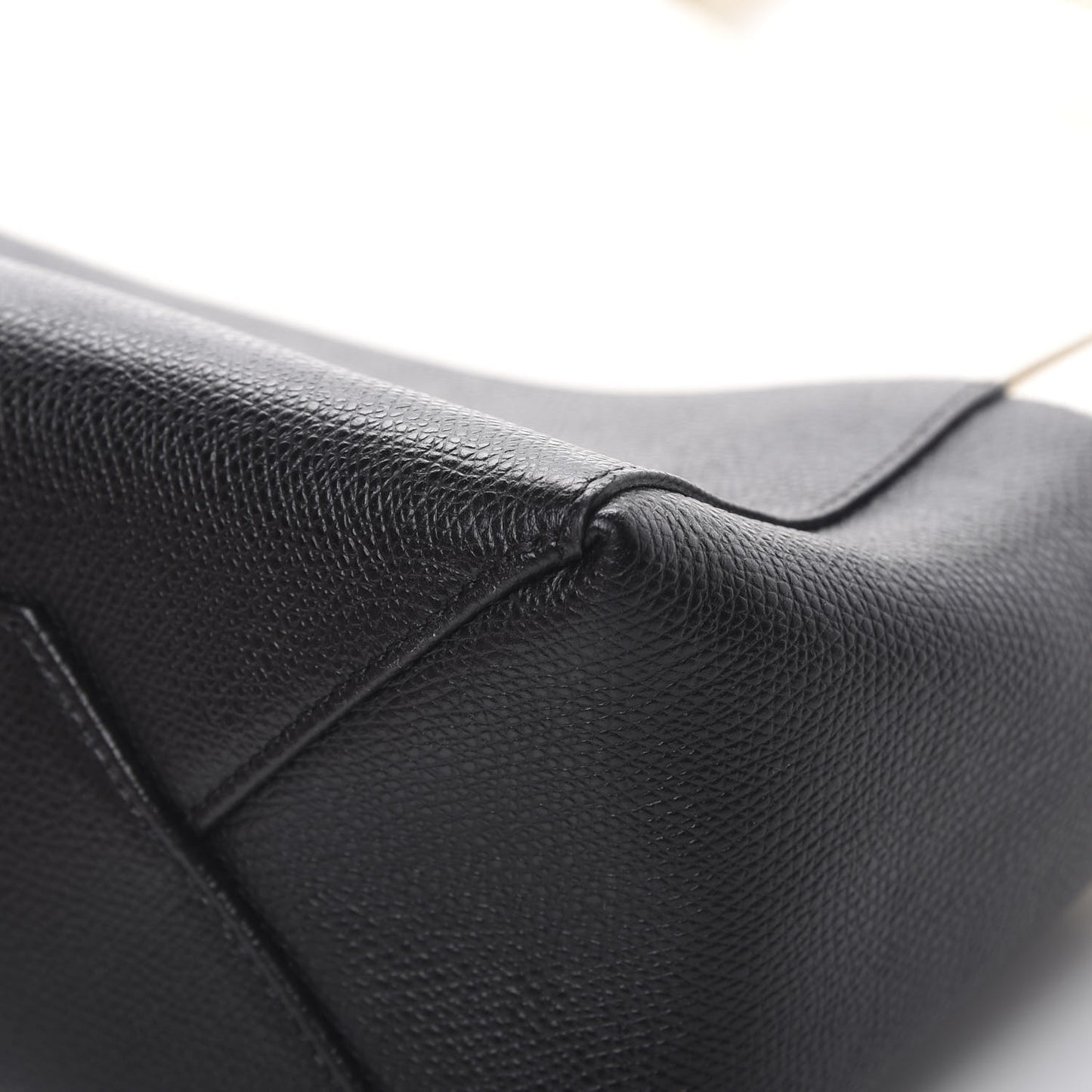 Grained Calfskin Small Vertical Bi-Cabas Cream Black