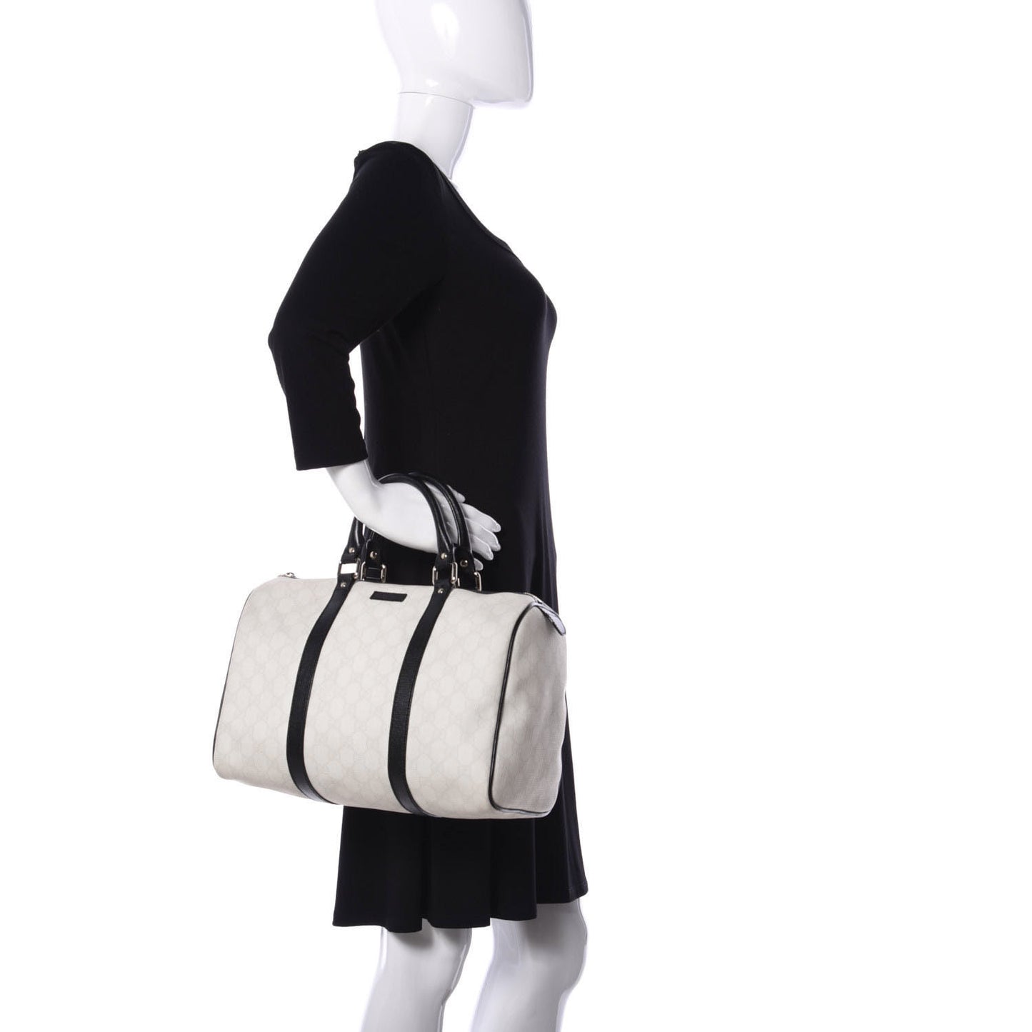 GG Plus Monogram Medium Joy Boston White Black