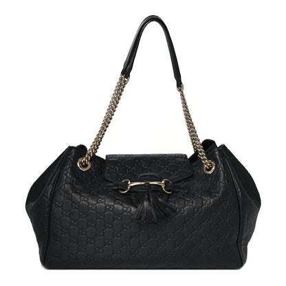 Gucci Guccissima Medium Emily Shoulder Bag Black 1 of 11