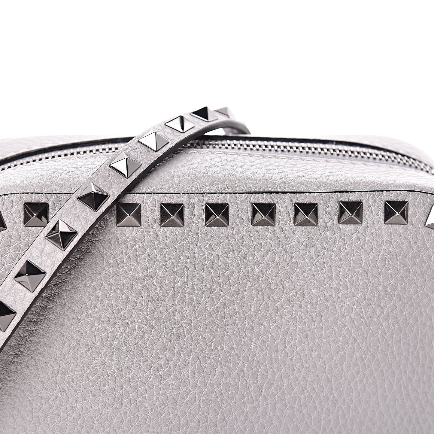 Calfskin Rockstud Camera Crossbody Bag Stone