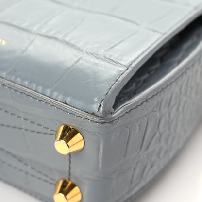 Alexander McQueen Calfskin Crocodile Embossed Box Shoulder Bag 16 Grey 6 of 20
