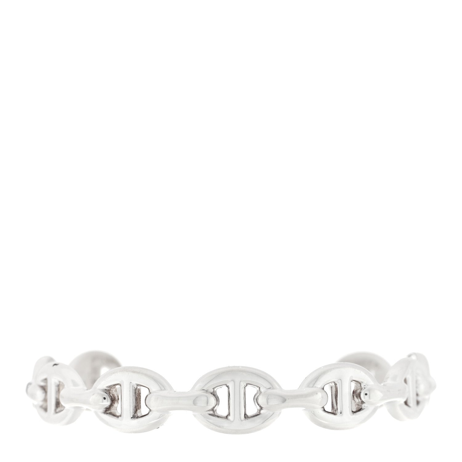 Hermes Sterling Silver MM Chaine d'Ancre Enchainee Cuff Bracelet SH 1 of 3