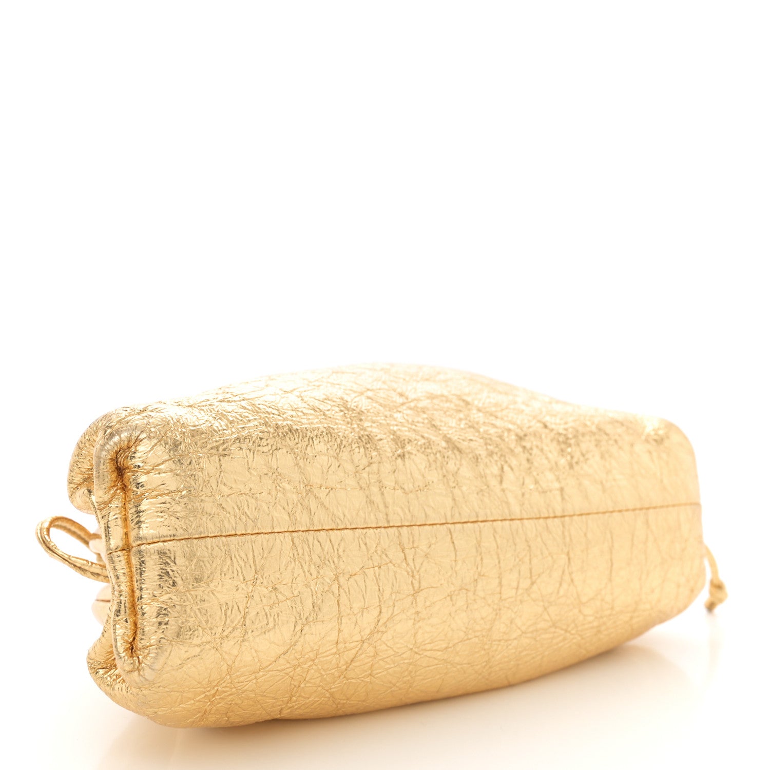 Bottega Veneta Metallic Crinkled Lambskin The Mini Pouch Oro