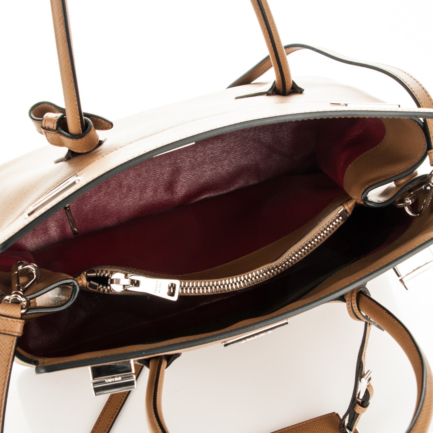 Prada Saffiano Cuir Twin Tote Caramel 5 of 6